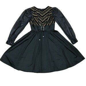 BLACK MARION MCCOY EVENING COCKTAIL DRESS SZ 12 50s SHEER SLEEVE LINED WOMENS